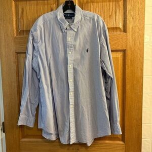 Ralph Lauren Blake Button Down Cotton  Shirt Blue White Stripe Men’s XL - Pony